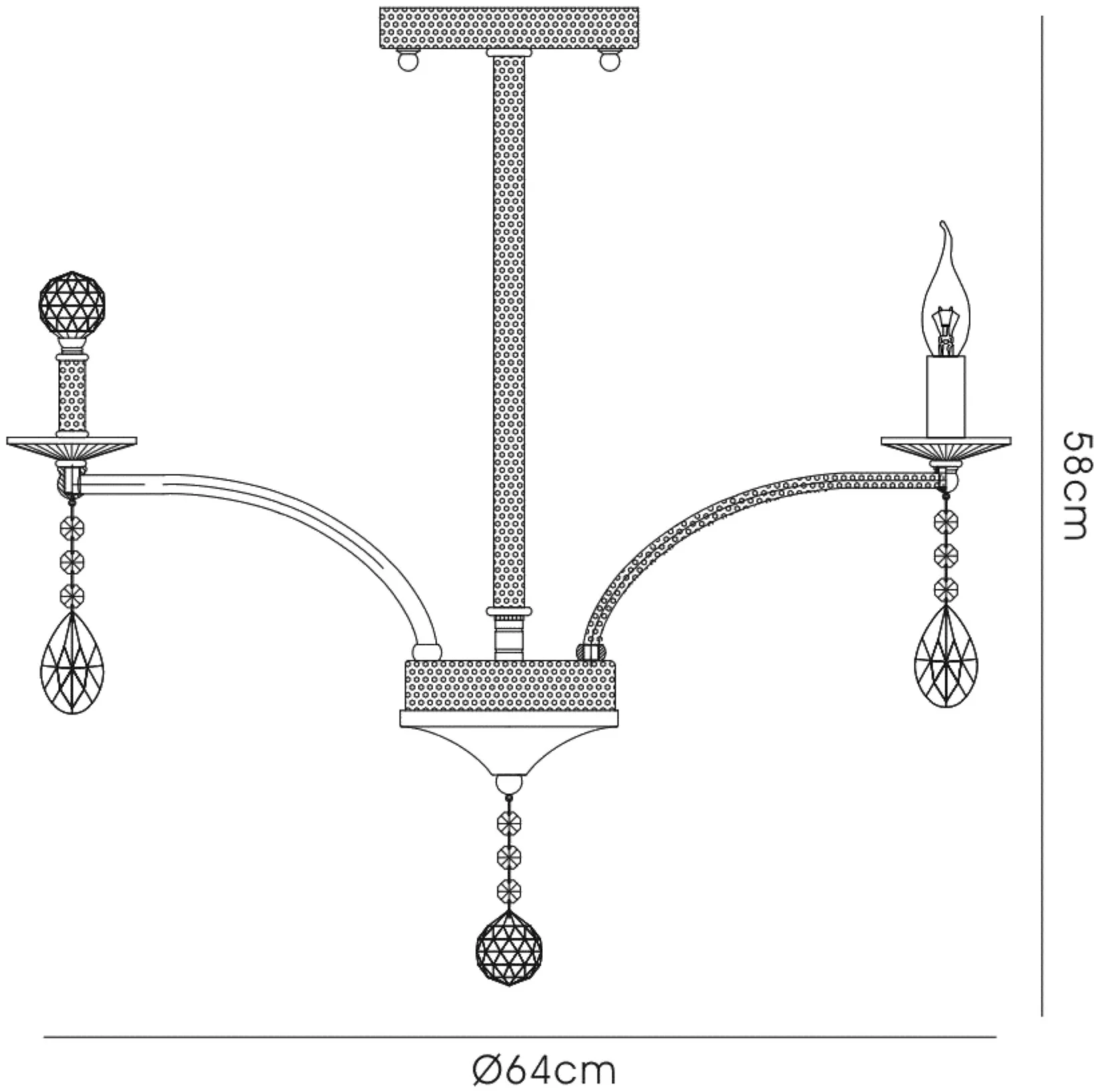 Fiore Crystal Pendant 6 Light French Gold IL32366  Diyas Fiore